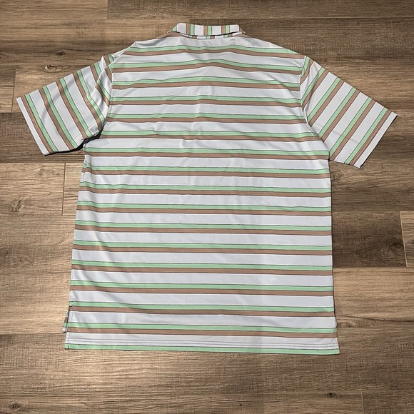 Peter Millar Summer Comfort Men's XL Green & White Stripes Rooster Logo Stretch - Picture 3 of 5